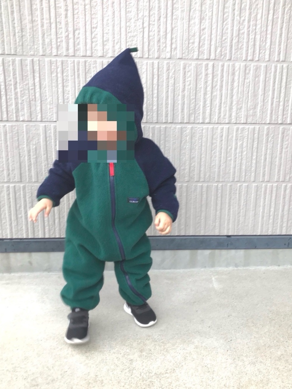 VINTAGE LL Bean Kids Fleece Bunting Toddlers 2T Green BLUE Hood Color Block
